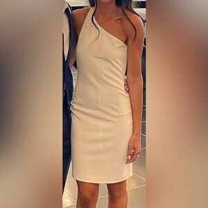 Alice + Olivia One-Shoulder Cream Dress